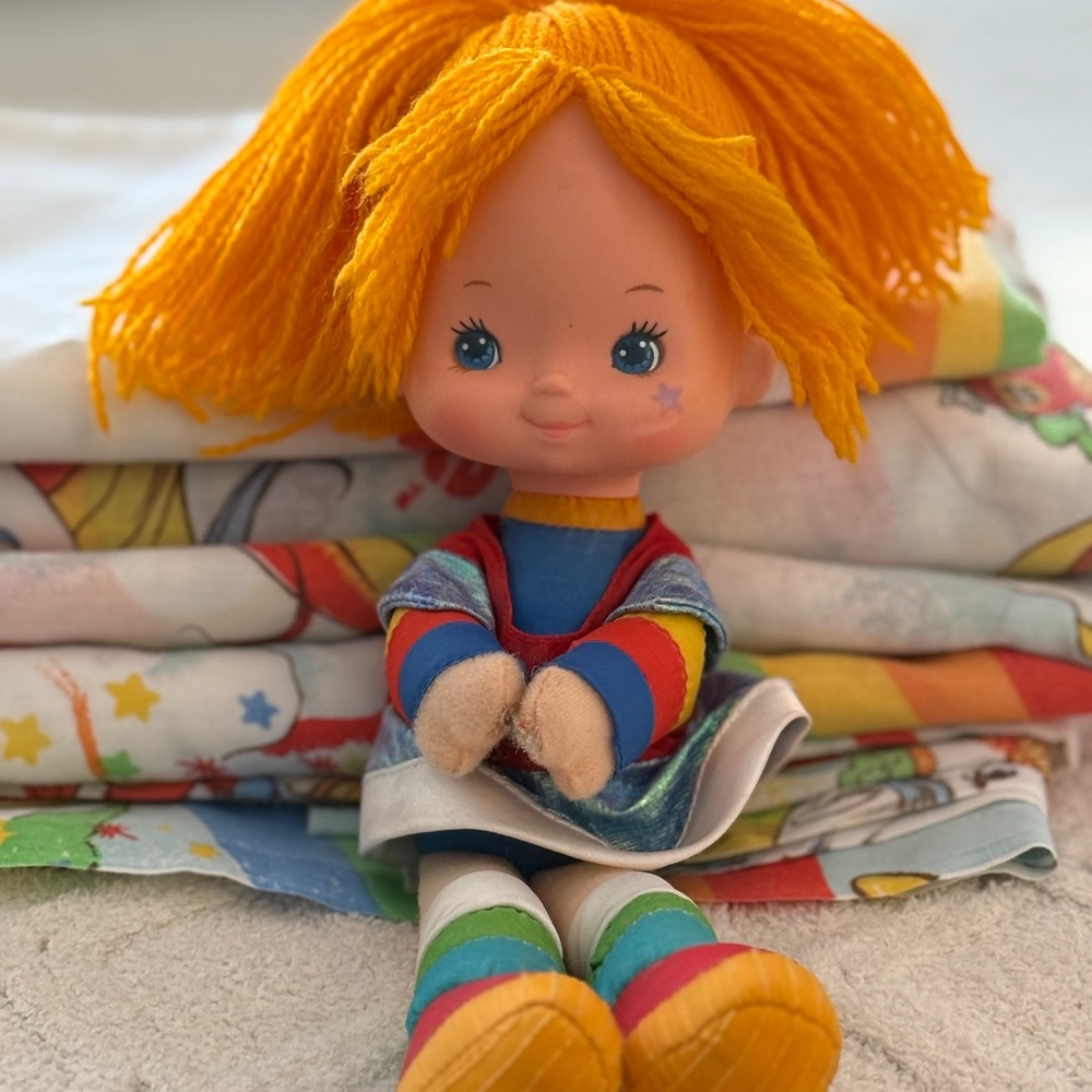 Vintage 1983 Rainbow Brite Doll and Sheet Set